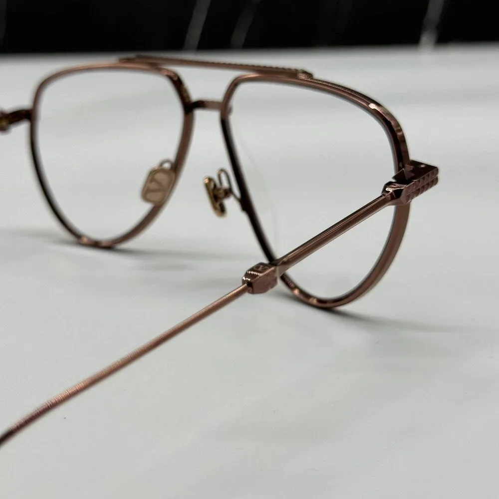 NEW VALENTINO V-STUD-II VLX-133C AVIATOR UNISEX GOLD ROSE EYEGLASSES